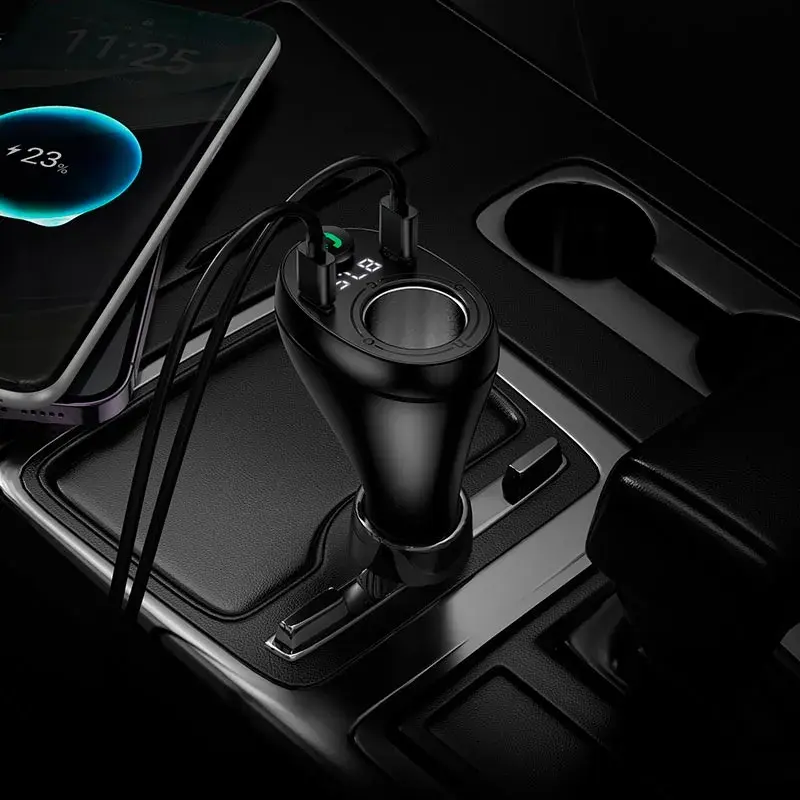 FM-модулятор HOCO E88 bluetooth 2USB 1Type-C, PD20W, QC 3.0, додаткове гніздо прикурювача), зображення 4