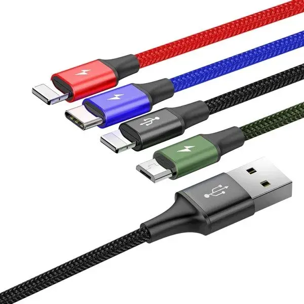 Кабель Baseus Fast 4-in-1 Cable USB to 2Lightning, Type-C, Micro 3.5A 1.2M Black CA1T4-A01), зображення 8