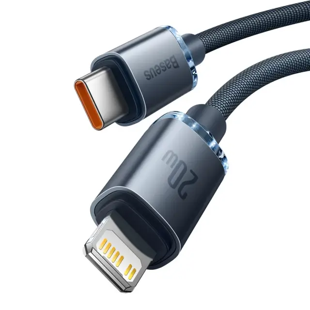Кабель Baseus Type-C to Lightning Crystal Shine Data PD20W 1,2m Black CAJY000201 від батарейки.com.ua