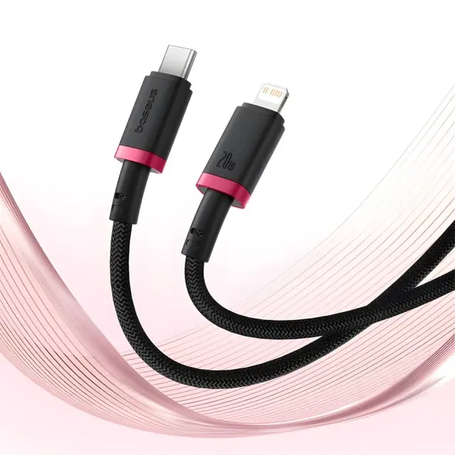 Кабель Baseus Type-C to Lightning Dura PD20W 1m Black-Red P10377800U01-01), зображення 3