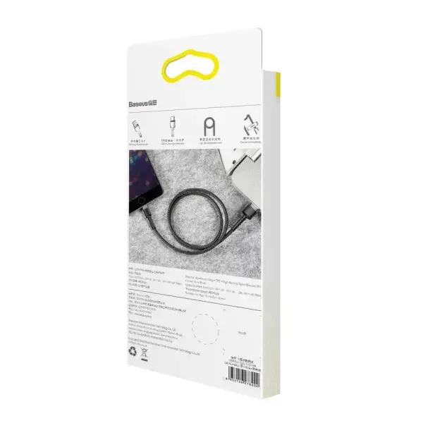 Кабель Baseus USB to Lightning Cafule 2,4A 1m Black-grey CALKLF-GG1), зображення 2