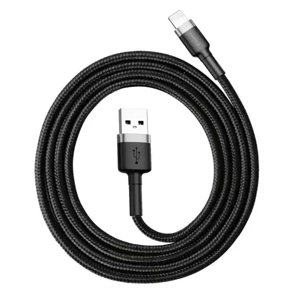 Кабель Baseus USB to Lightning Cafule 2,4A 1m Black-grey CALKLF-GG1), зображення 11