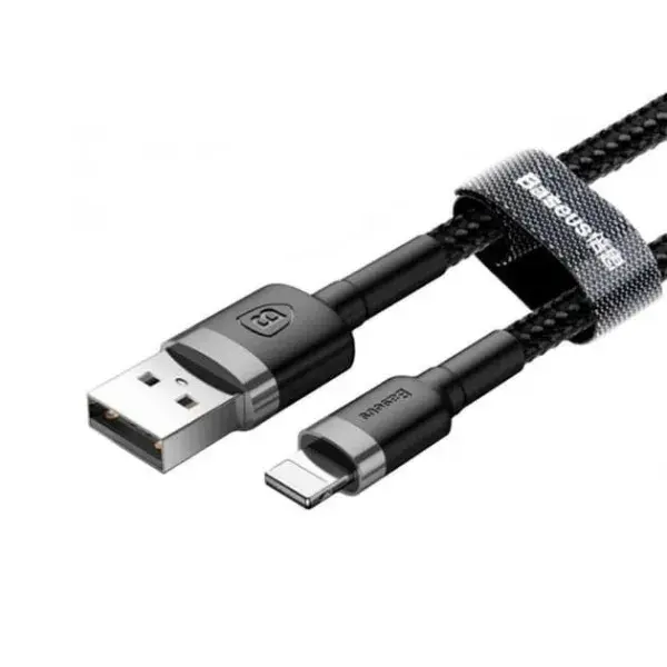 Кабель Baseus USB to Lightning Cafule 2,4A 1m Black-grey CALKLF-GG1), зображення 6