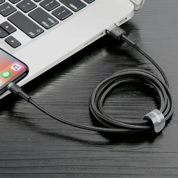 Кабель Baseus USB to Lightning Cafule 2,4A 1m Black-grey CALKLF-GG1), зображення 8