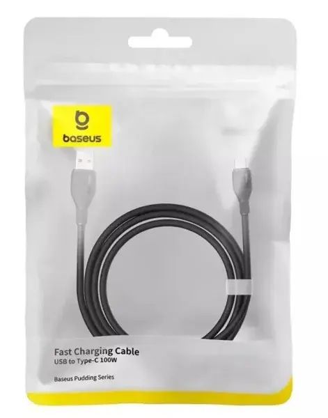 Кабель Baseus USB to Type-C Pudding Series PD100W 2m Black P10355703111-01 ), зображення 2
