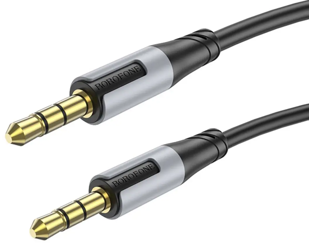 Кабель BOROFONE BL19 AUX Jack 1m чорний від батарейки.com.ua