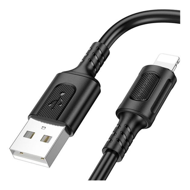 Кабель BOROFONE BX111 USB to Lightning 2.4A 1m чорний від батарейки.com.ua