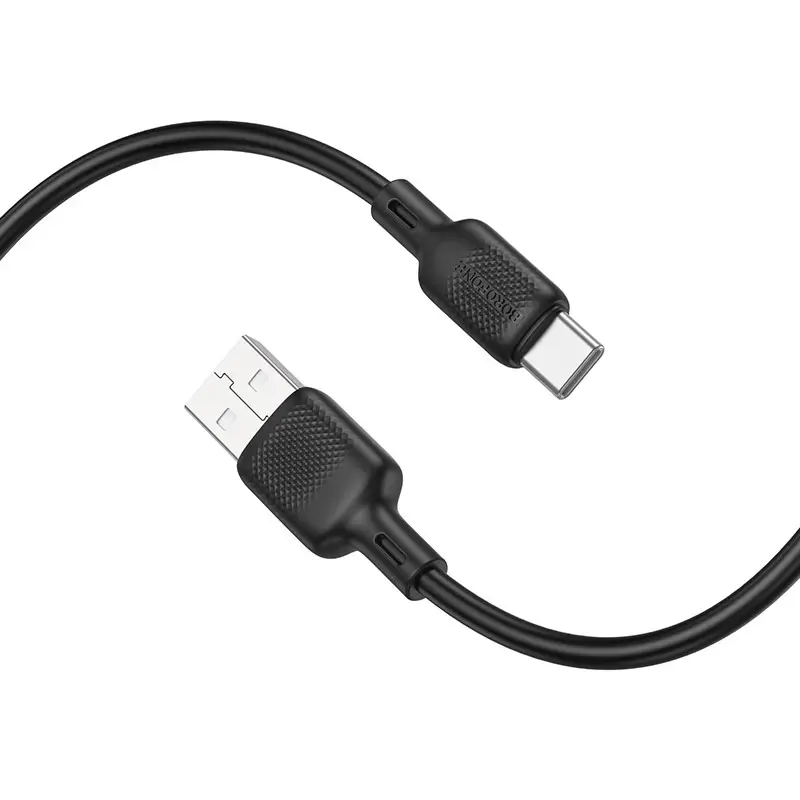 Кабель BOROFONE BX113 USB - Type-C Lenny silicone 3A 2m black), зображення 6