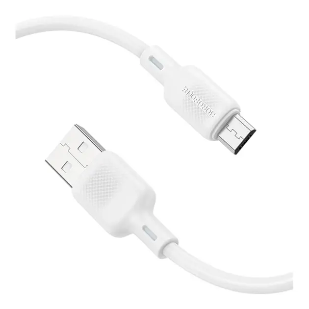 Кабель BOROFONE BX113 USB to Micro silicone 2.4A 1m білий), зображення 3