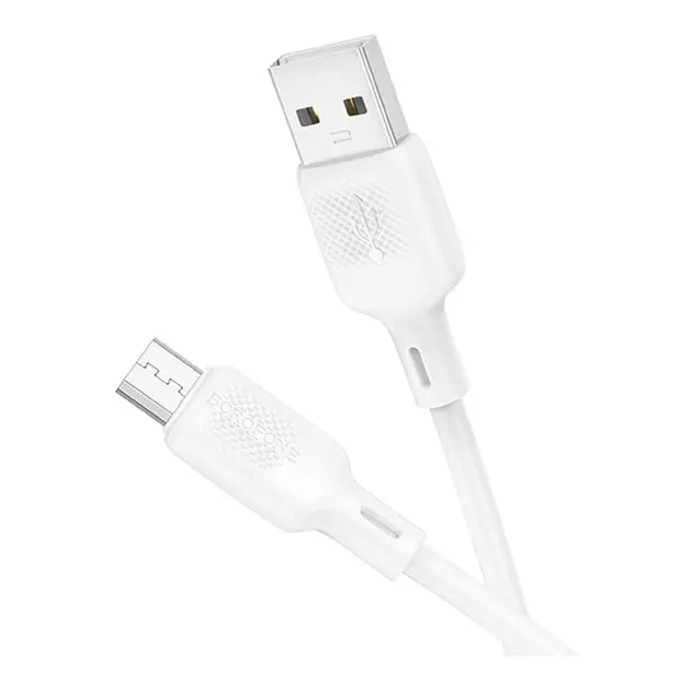 Кабель BOROFONE BX113 USB to Micro silicone 2.4A 1m білий від батарейки.com.ua