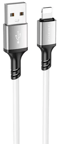 Кабель BOROFONE BX83 USB to Lightning silicone 2.4A 1m білий від батарейки.com.ua
