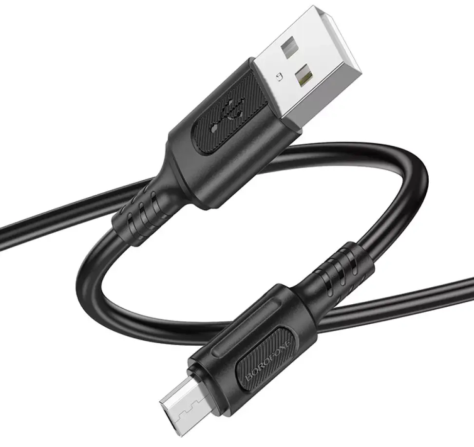 Кабель BOROFONE USB to Micro BX111 2.4A 1m чорний від батарейки.com.ua