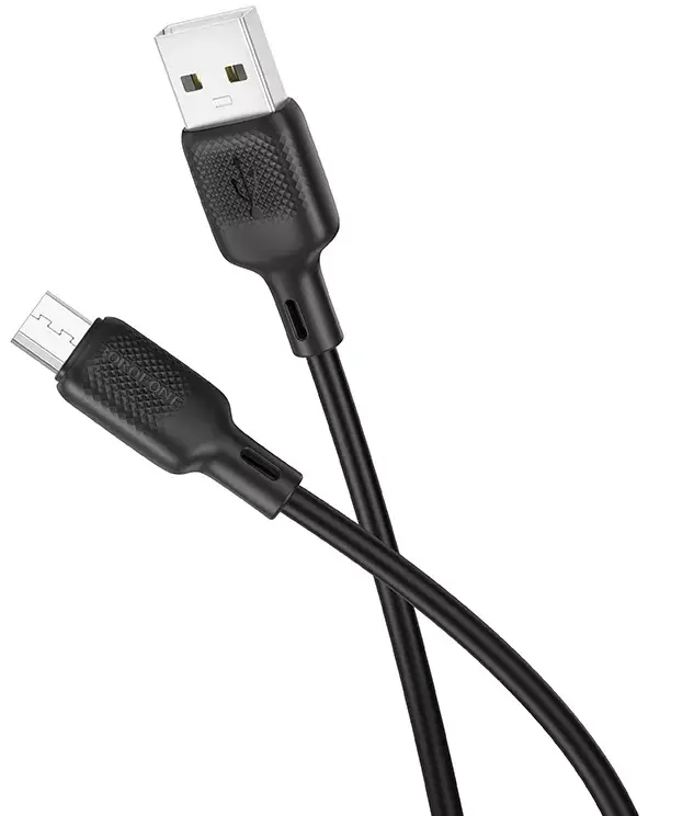 Кабель BOROFONE USB to Micro BX113 Lenny silicone 2.4A 1m black від батарейки.com.ua