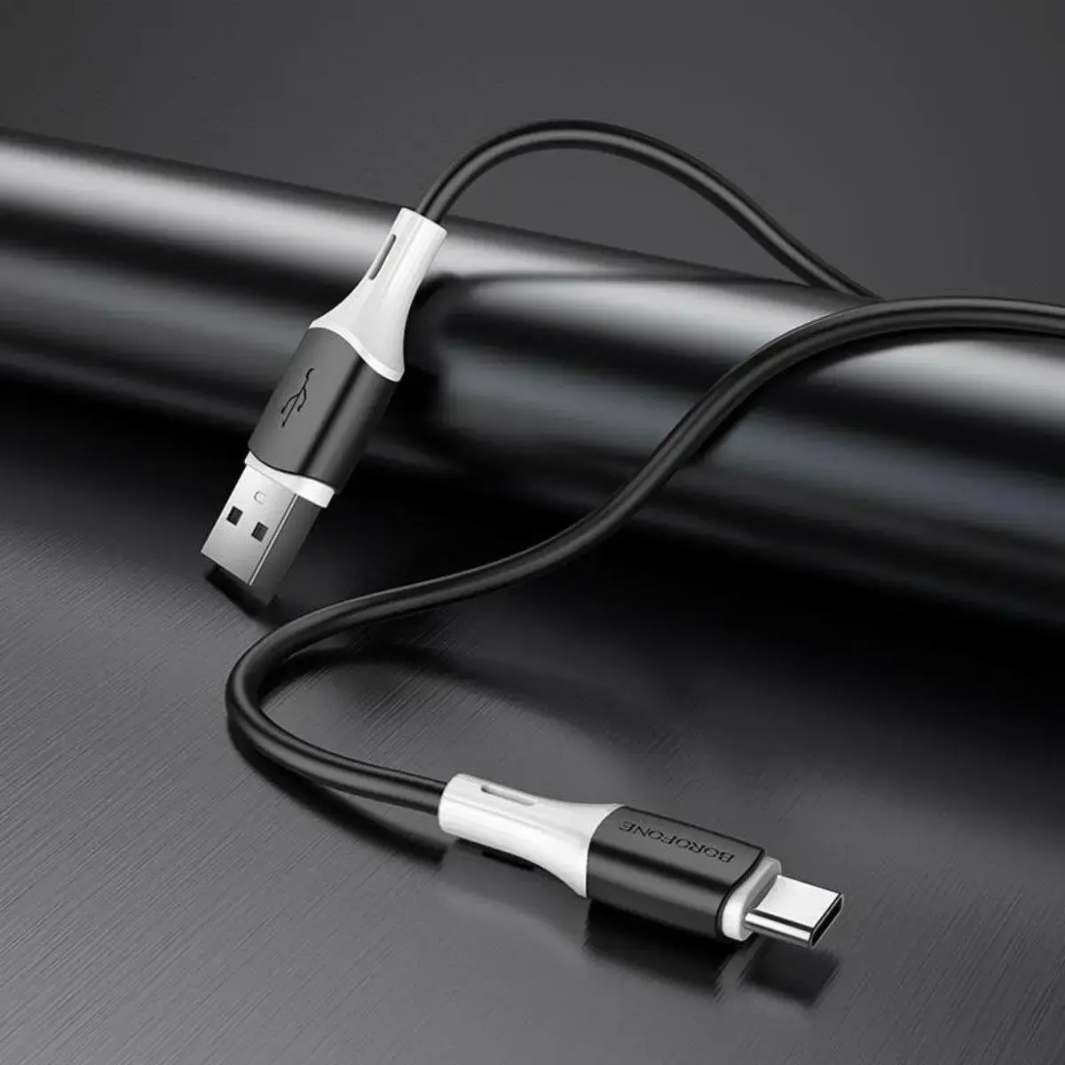 Кабель BOROFONE USB to Type-C BX79 silicone 3A 1m чорний), зображення 4