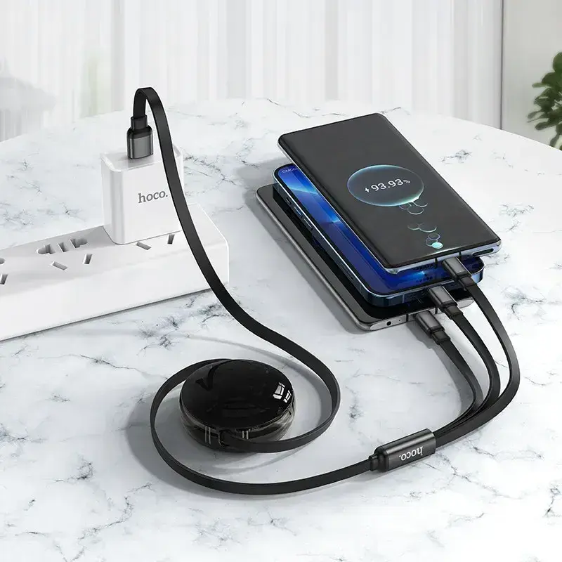 Кабель HOCO Type-C to Type-C+Micro+lightning  X78 Easy pull storage), зображення 6