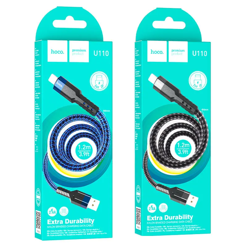 Кабель HOCO U110 USB to Lightning 2,4A 1.2m Black), зображення 3