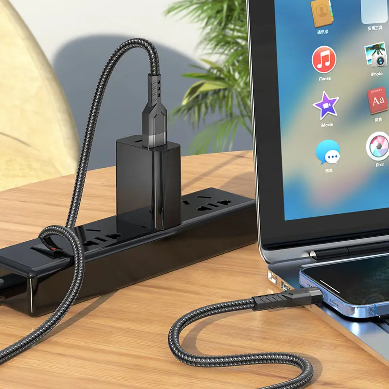 Кабель HOCO U110 USB to Lightning 2,4A 1.2m Black), зображення 6