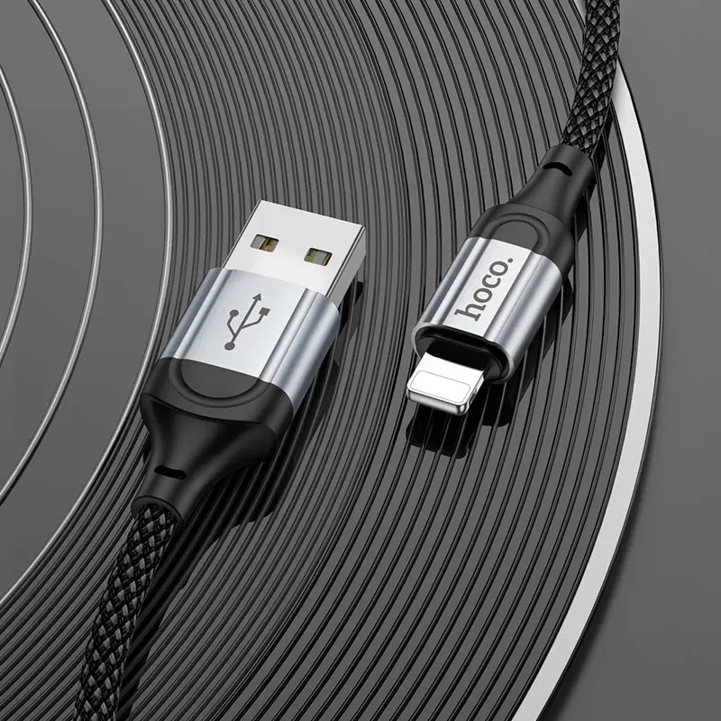 Кабель HOCO USB - Lightning X102, data, 2,4A, 1m чорний), зображення 4