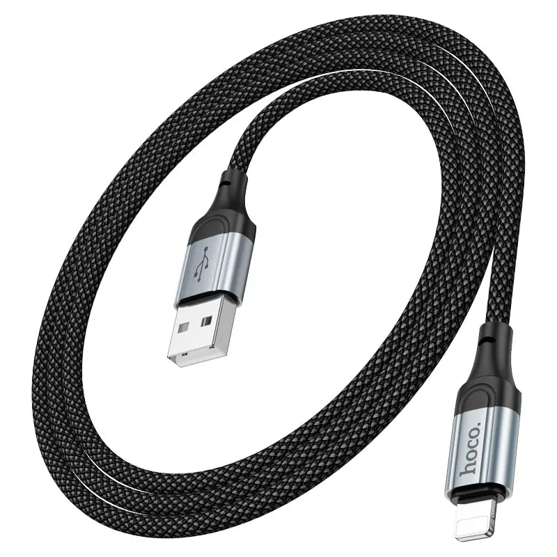 Кабель HOCO USB - Lightning X102, data, 2,4A, 1m чорний), зображення 6