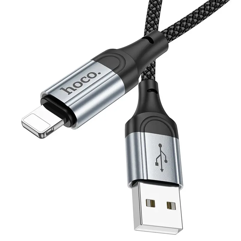 Кабель HOCO USB - Lightning X102, data, 2,4A, 1m чорний), зображення 7