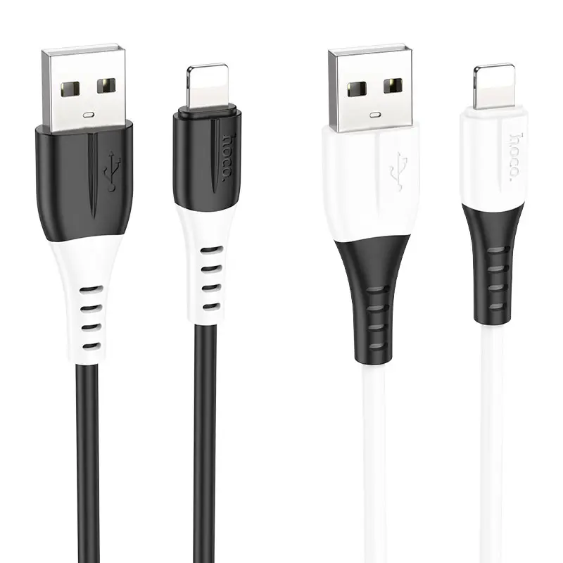 Кабель HOCO USB to Lightning X82 silicone data cable 2.4A 1m чорний), зображення 4 Кабель HOCO USB to Lightning X82 silicone data cable 2.4A 1m чорний), зображення 4