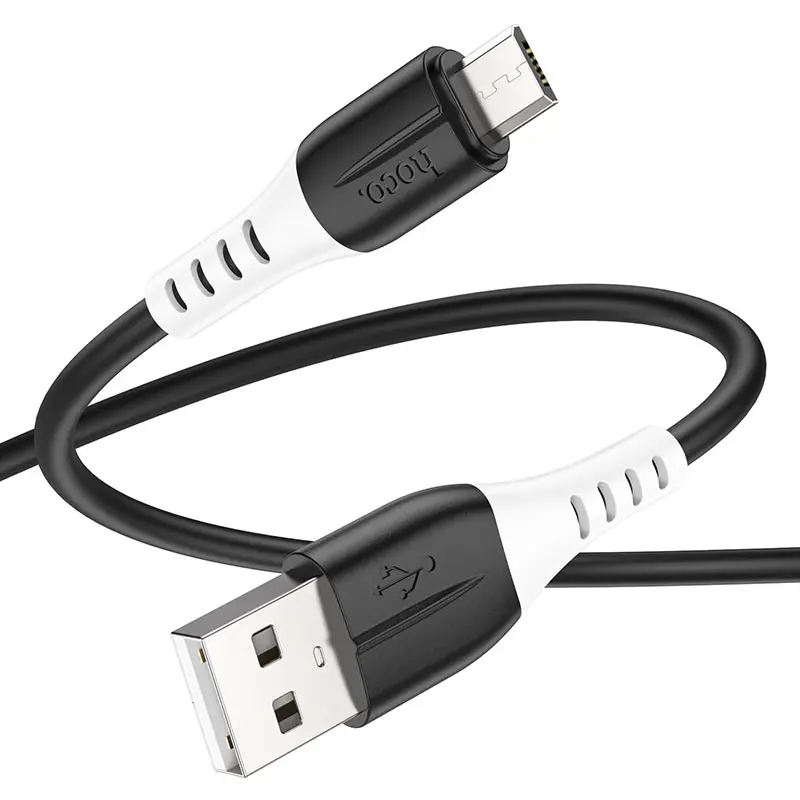 Кабель HOCO USB to Micro X82 silicone data cable 2.4A 1m Чорний (X82, USB to Micro-USB charging data cable, 1m, silicone material, current up to 2.4A 1. Length: 1m. Weight: 21g. 2. Outer material: silicone. 3. Joint material: silicone. 4. Core: (43/0.08)*2+(13/0.08)*2 OD3.5mm. 5. Supports 2.4A current. 6. Cost-effective silicone cable.) від батарейки.com.ua