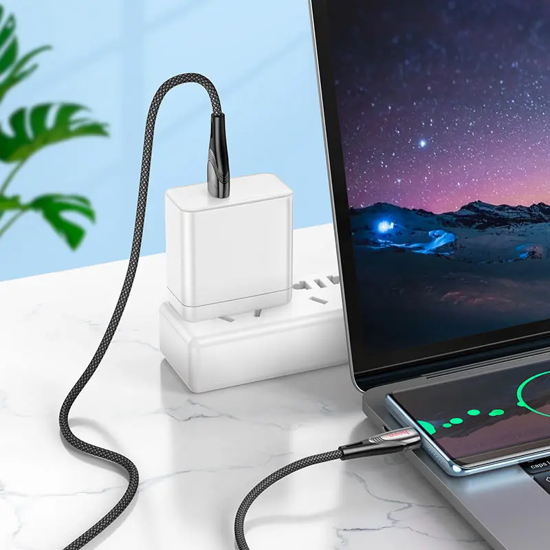 Кабель HOCO USB Type-C U133, data, 3A, 1.2м чорний), зображення 5