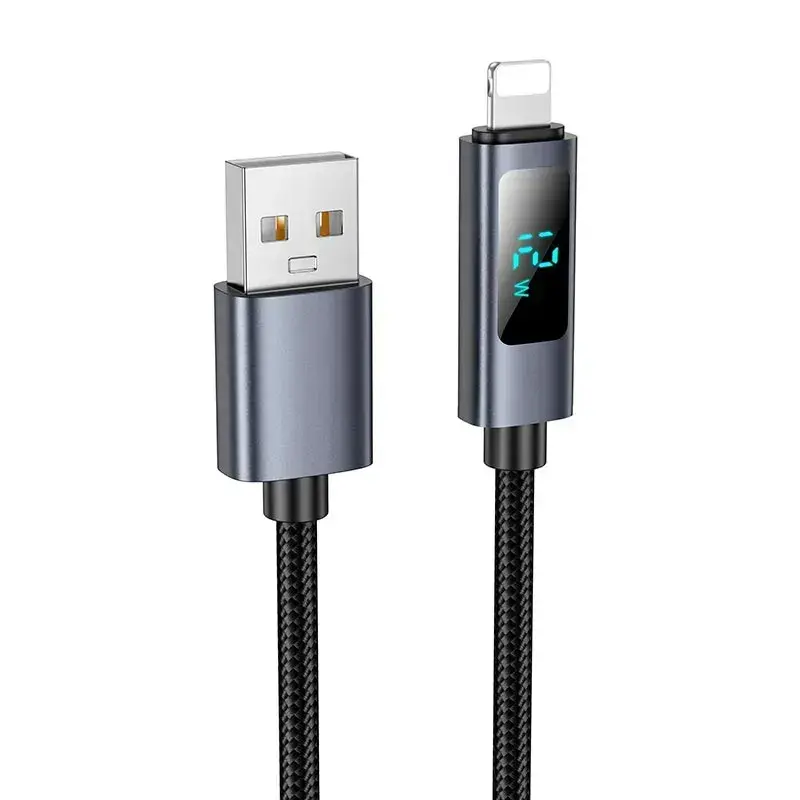 Кабель HOCO USB X112 USB to Lightning (з дисплеєм) 2.4A 1м чорний), зображення 6