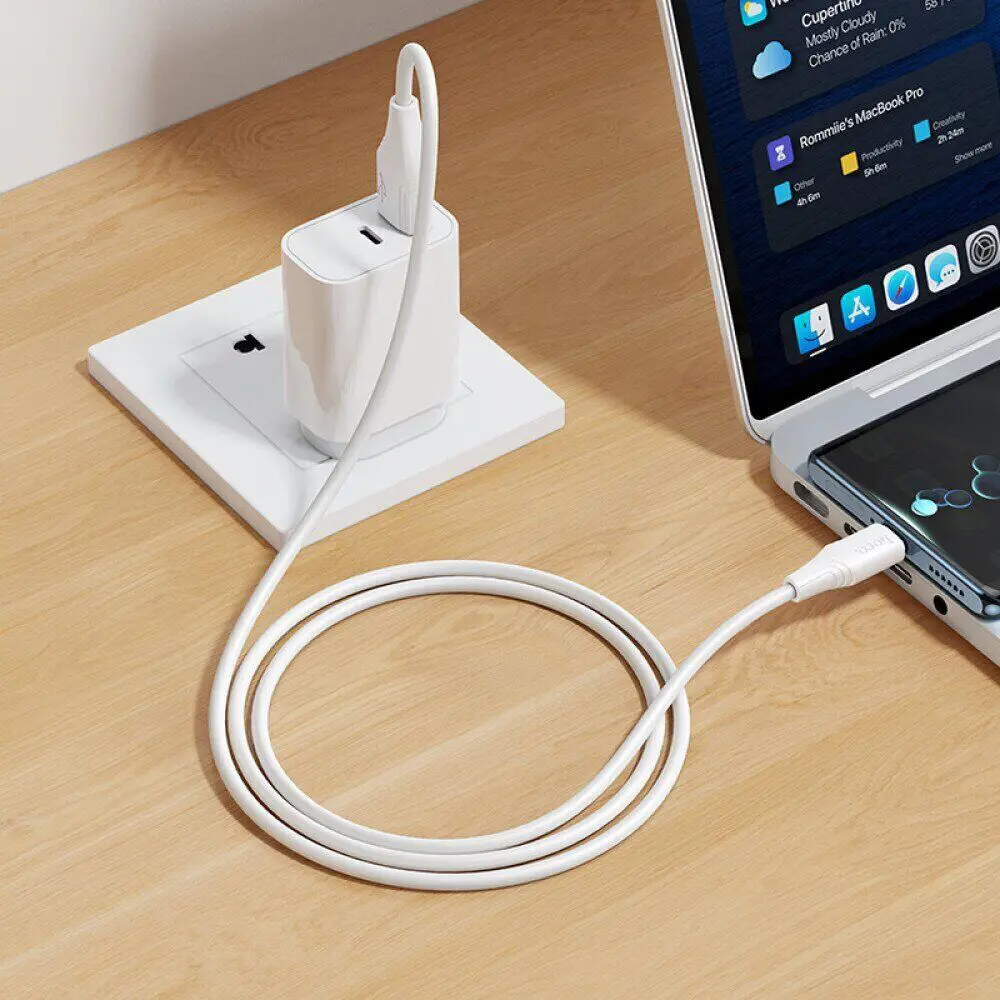 Кабель HOCO X124 USB to Type-C silicone 3A 1m білий), зображення 2