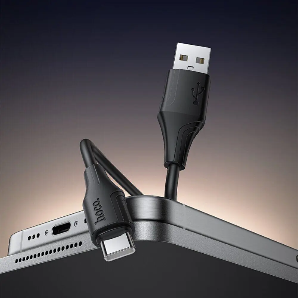 Кабель HOCO X124 USB to Type-C silicone 3A 1m чорний), зображення 2