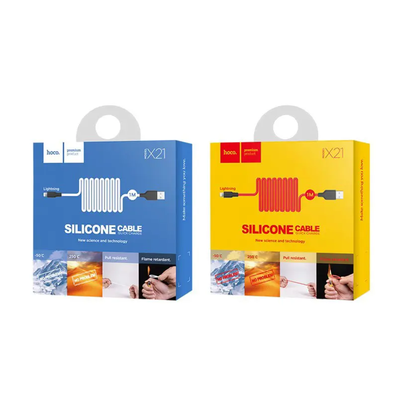 Кабель HOCO X21 Silicone USB to Lightning 2,1A 2m. Black&white), зображення 3