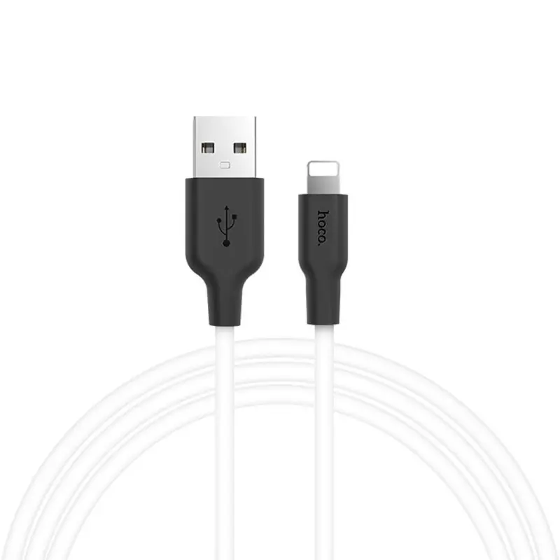 Кабель HOCO X21 Silicone USB to Lightning 2,1A 2m. Black&white (Silicone braid charging data cable USB for Lightning mobile phone wire charger 1m 2.0A charge cord 1. Length 1.0m, weight: 24g. 2. USB to Lightning, for Apple devices charging and data transmission, rated current: 2.0A. 3. Outer cladding: food-grade silicone. 4. Connector: TPE. 5. With 128pcs four-core enamelled wire.) від батарейки.com.ua