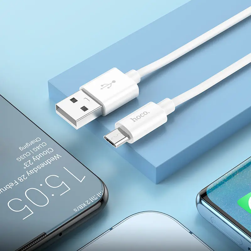 Кабель HOCO X87 USB AM Micro  silicone data cable 2,4A1m. Білий), зображення 3