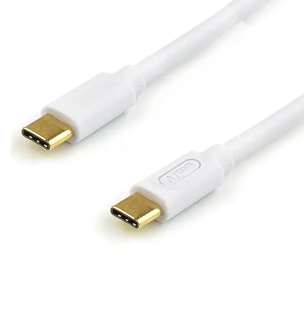 Кабель Power Delivery ATCOM AT-C18 Type-C->Type-C PD60W 3A 1.8m білий від батарейки.com.ua