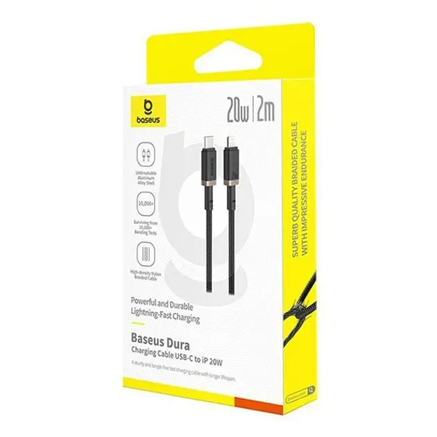 Кабель Power Delivery Baseus Dura Type-C to Lightning PD20W 2m Black-gold P10377800U01-02), зображення 11