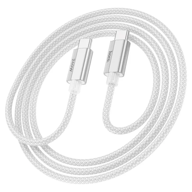 Кабель Power Delivery HOCO U134 Primero Type-C to Type-C PD240W 1,8m. сірий), зображення 6