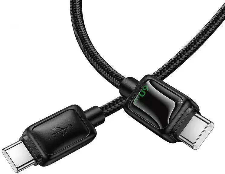 Кабель Power Delivery HOCO U146 Type-C PD60W 1.2m, Led індикатор, чорний), зображення 10