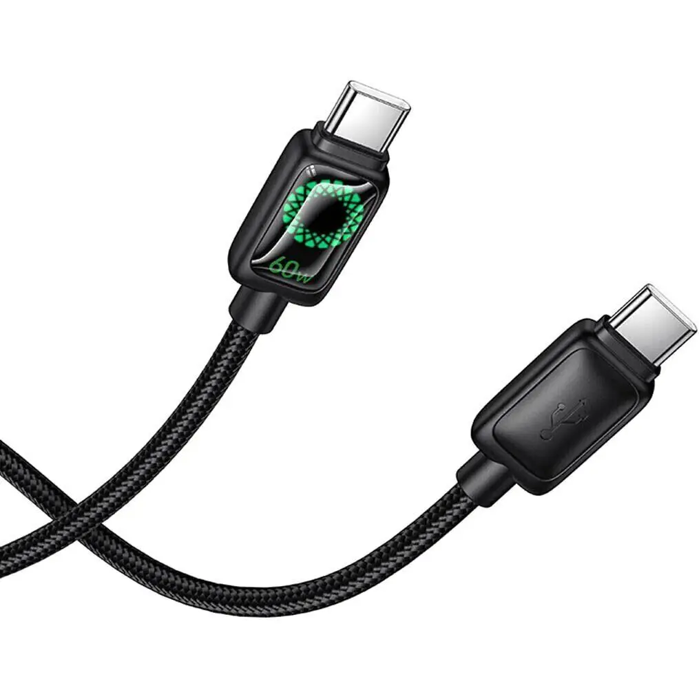 Кабель Power Delivery HOCO U146 Type-C PD60W 1.2m, Led індикатор, чорний), зображення 6