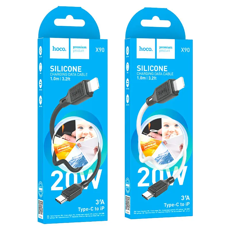 Кабель Power Delivery HOCO X90 Type-C to Lightning PD20W 3A 1m чорний), зображення 3