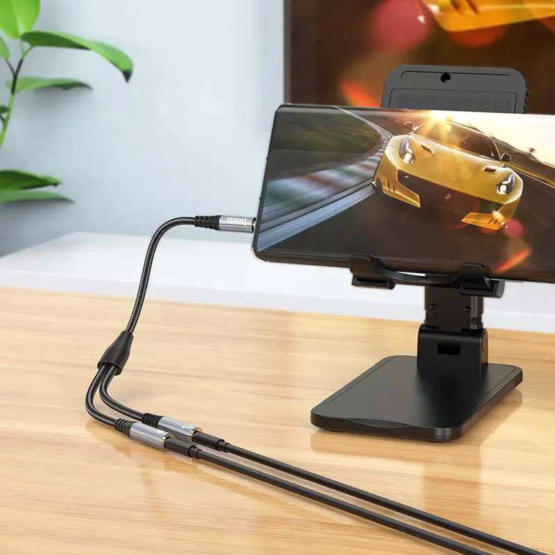 Кабель розгалужувач HOCO UPA21 AUX Jack3.5 to 2xAUX3.5 cірий), зображення 3