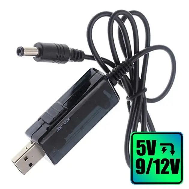 Кабель живлення Модема, Роутера з повишайкою 5 V до 9 і 12 V DC-DC перетворювач із вольтметром і шнуром), зображення 2