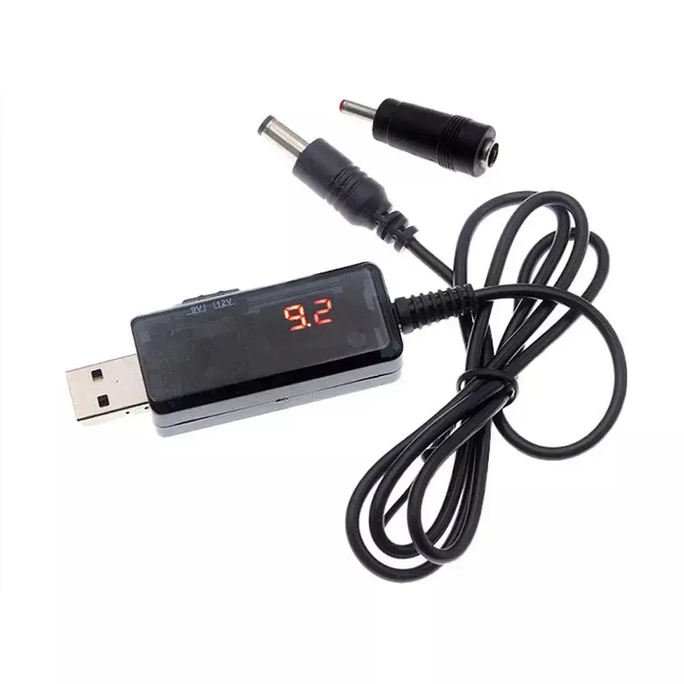 Кабель живлення Модема, Роутера з повишайкою 5 V до 9 і 12 V DC-DC перетворювач із вольтметром і шнуром