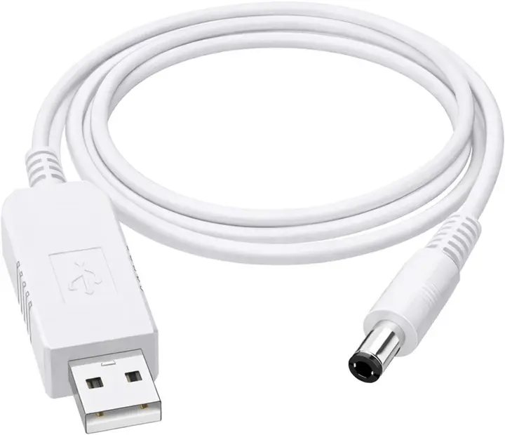 Кабель живлення Power USB - 5,5/2.1mm 1метр білий від батарейки.com.ua