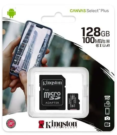 карта пам'яті KINGSTON microSD 128 GB UHS Class 10 100R з SD адаптером від батарейки.com.ua