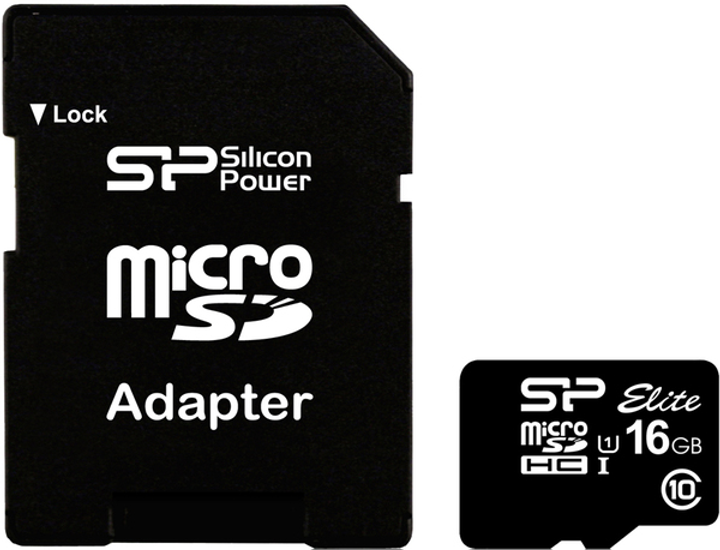 карта пам'яті SILICON POWER Elite microSDHC 16GB Class 10 + adapter від батарейки.com.ua