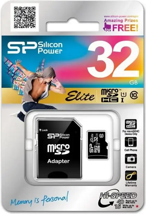 карта пам'яті SILICON POWER Elite microSDHC 32 GB Class 10 + adapter), зображення 4 карта пам'яті SILICON POWER Elite microSDHC 32 GB Class 10 + adapter), зображення 4