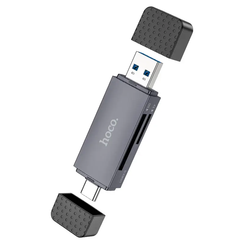 Картрідер HOCO HB45 Spirit USB3.0, type-c, SD,TF, microSD сірий від батарейки.com.ua