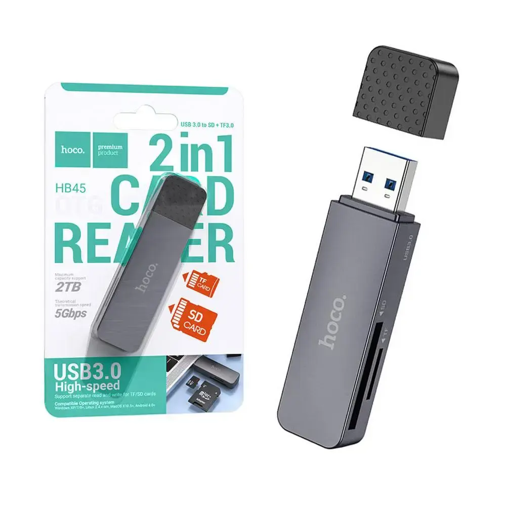 Кардрідер HOCO HB45 Spirit USB3.0,  2in1 сірий ), зображення 10