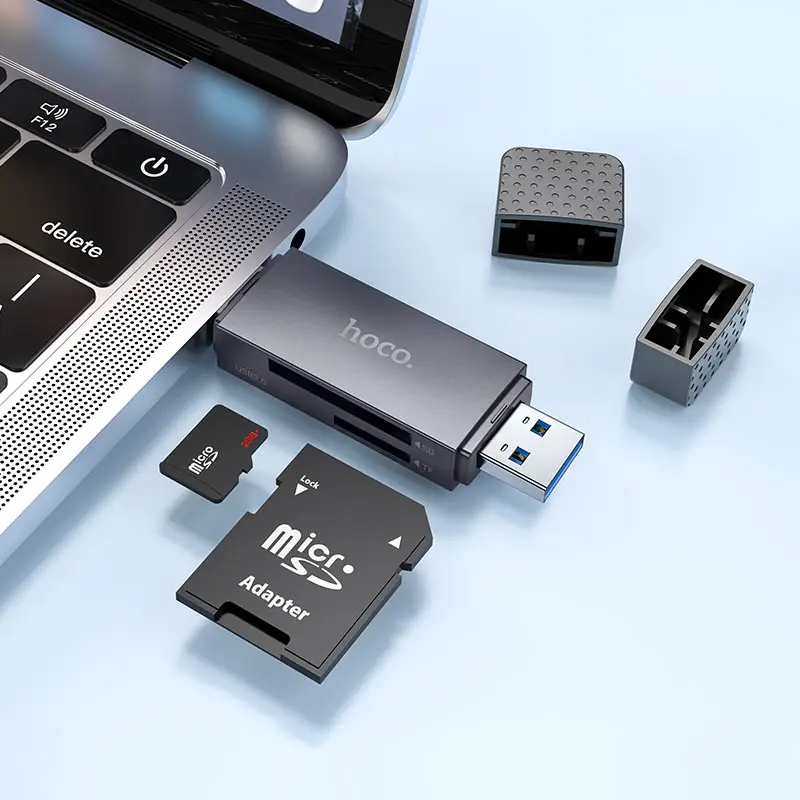 Картрідер HOCO HB45 Spirit USB2.0, Type-C, SD, TF, microSD сірий), зображення 6 Картрідер HOCO HB45 Spirit USB2.0, Type-C, SD, TF, microSD сірий), зображення 6
