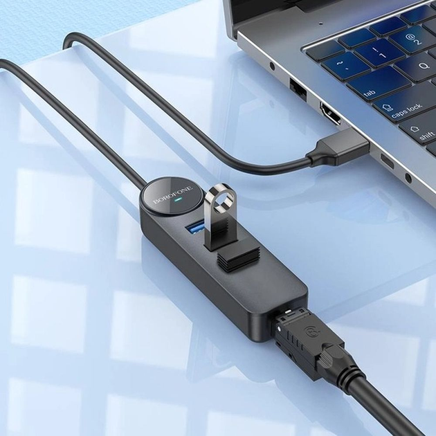 Хаб Borofone DH6 USB AM to 3xUSB3.0 +Lan RJ45, 1.2м), зображення 2 Хаб Borofone DH6 USB AM to 3xUSB3.0 +Lan RJ45, 1.2м), зображення 2